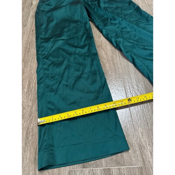 Abercrombie and Fitch A&F Sloane Tailored wide leg trousers emerald green pants - Picture 3 of 12